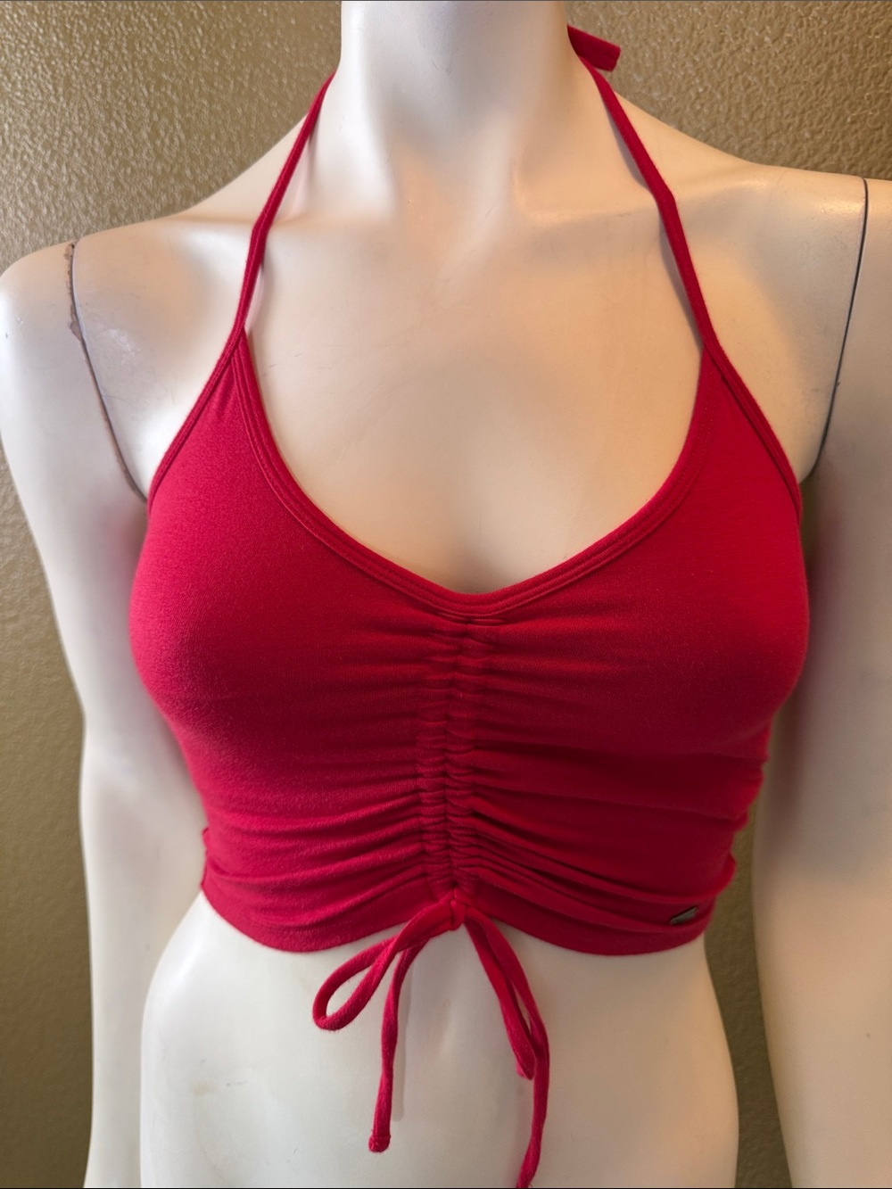 Hollister Red Ruched Halter Crop Top